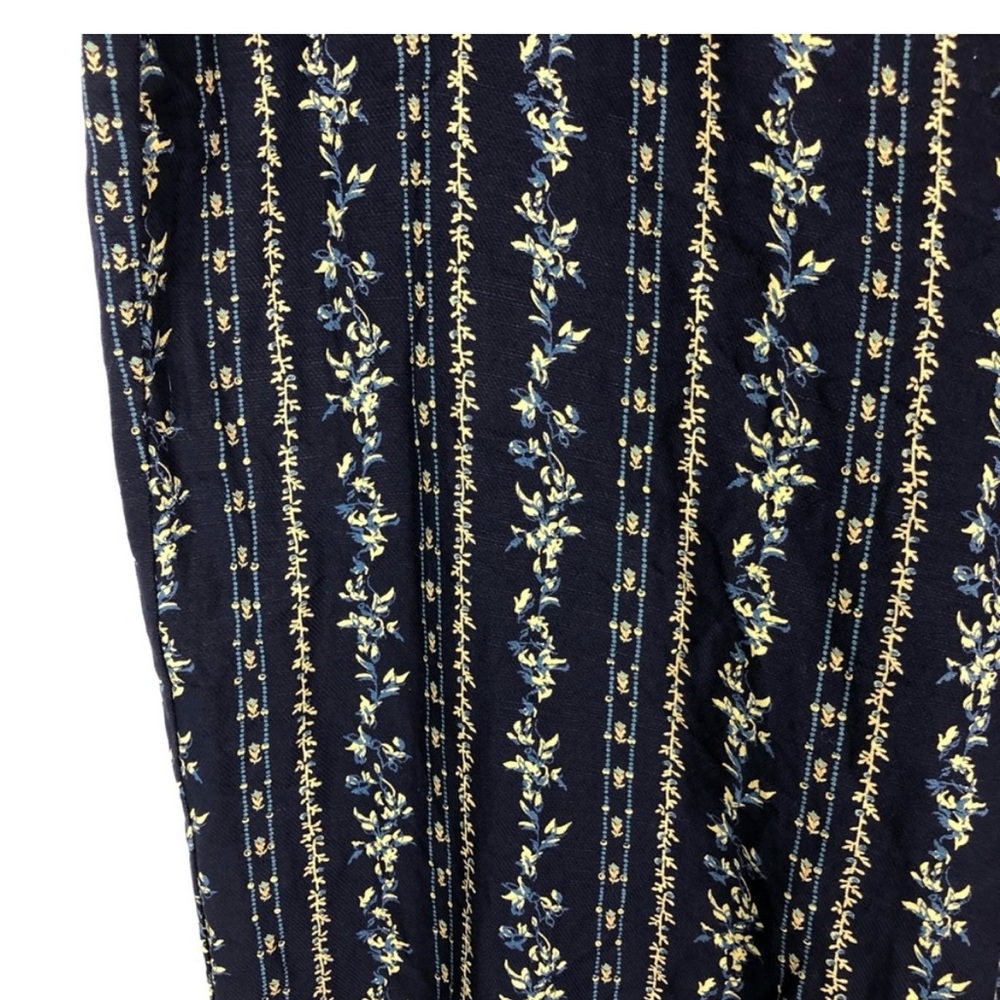 Feather Bone Navy Floral Wide Leg Cropped Pants - Picture 4 of 5